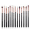 Jessup 15Pcs Professional Makeup Brush Set - Natural-Synthetic Hair Tools in Pearl Black/Rose Gold