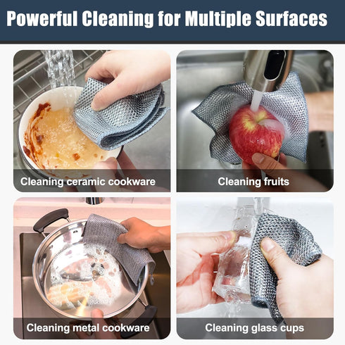 Navona 18 Pcs Steel Wire Dishcloth, Double-Layer Multipurpose Non-Scratch Wire Dishwashing Rag for Cookware, Sinks,