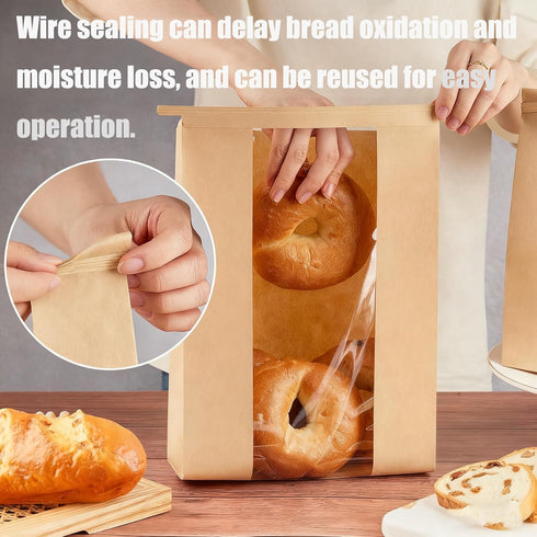 TUZIANAN 120 Packaging Giving,14" 8.3" 3.5",Clear 500 Pcs Paper Bread Bags for Homemade Bread with Tin Tie Tab
