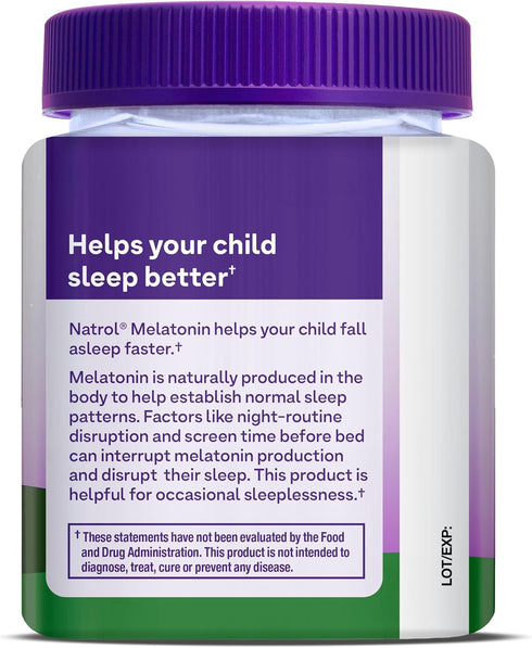 Natrol Kids Melatonin 1mg, 60 Raspberry-Flavored Sleep Gummies for Restful Sleep, 60 Day Supply for Children
