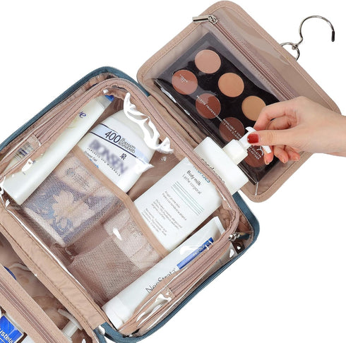 NISHEL Large Size Toiletry Bag for Women, Travel Essentials Organizer, Hanging Makeup Case for Cosmetics
