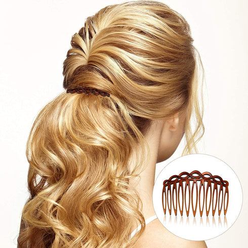 WILLBOND 16 Pieces Women Hair Comb Accessories, French Side Combs, Plastic Twist Decorative Clips (Black, Transparent,