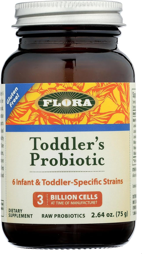 Flora Toddler's Blend Probiotic, 3 Billion CFU RAW, Taste-Free Powder, Aids Constipation & Immunity, 2.64-oz.