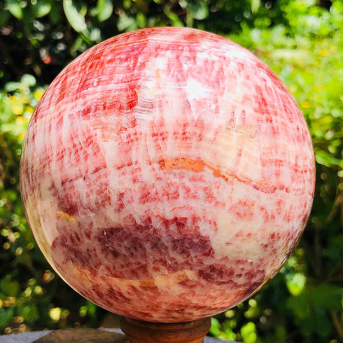 VNPOTTIQ 1pc 100-150g Red Stripe Pork Stone Quartz Crystal Sphere Ball