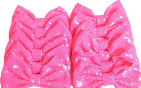 CLGIFT Set of 12 Large 5 Inch Sequin Bows, Neon Pink Glitter Wholesale Bows for DIY Fabric Hair Bows