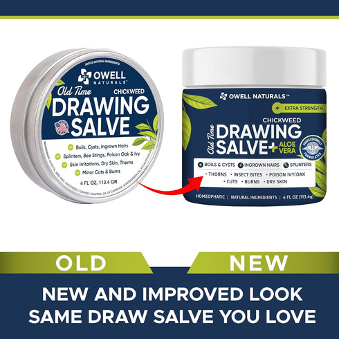 OWELL Naturals Chickweed Salve 4 oz - Drawing Salve with Aloe Vera for Skin Irritations & Minor Cuts