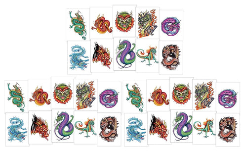 Large Dragon Ink Temporary Tattoos - 30 Sheets for Party Favor/Activity, Series 3