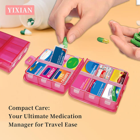 YIXIAN 12-Compartment 7-Day 161 Large Pill Organizer with Medicine Labels, Pill Dispenser Travel Medication Storage