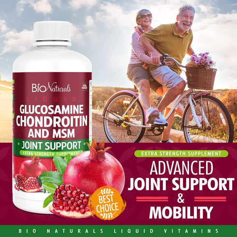 Bio Naturals Liquid Glucosamine Chondroitin MSM Supplement, Maximum Strength Joint Support, 32 fl oz