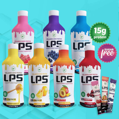 Nutritional Designs LPS Liquid Collagen & Whey Protein Supplement, Non-GMO, Sugar-Free, Grape, 25 Packets
