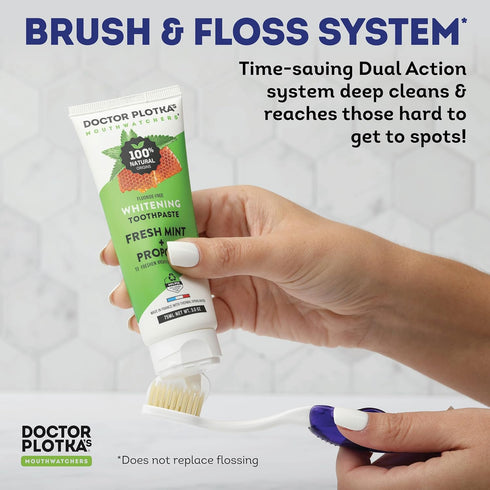 MOUTHWATCHERS Soft Flossing Folding Travel Toothbrush, Blue, Ultra Clean, Good for Sensitive Teeth and Gums, by Dr.