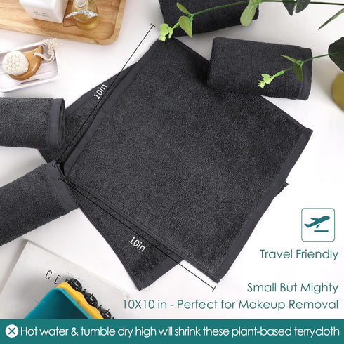Wash Cloths 6 Pack - Super Soft Face Towel for Sensitive Skin, Reusable Makeup Remover Cloth, Dark Grey