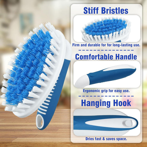 PHYEX Scrub Brush - 2 Pack Household Cleaning Brushes with Stiff Bristles for Carpet, Shower, Kitchen