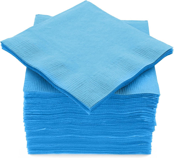 Big Party Pack Caribbean Blue Beverage Napkins, 100 Count - Ideal for Wedding, Party, Birthday, Dinner, Lunch,