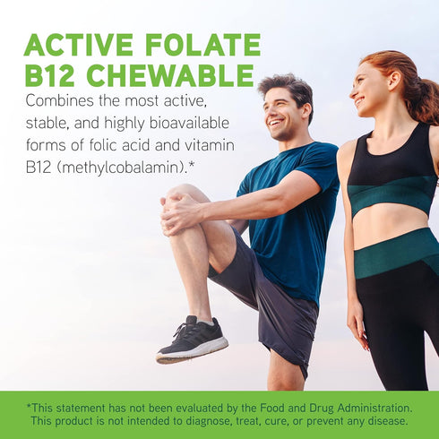 DAVINCI Labs Active Folate B12 Chewable | Dietary Supplement for Heart Health, Immune Function, 60 Chewable Tablets