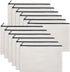 12 Pieces White Cotton Canvas Makeup Bag, Multipurpose Cosmetic Pouch with Zipper, Travel Toiletry Bag (White, M)
