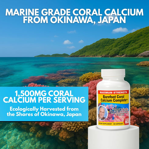 Coral Calcium Supplement 1500mg, 90 Capsules, Developed by Bob Barefoot, Supports Overall Health & PH Levels