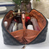 MINGRI Large Capacity Travel Cosmetic Bag for Women - Waterproof PU Leather Makeup Bag, Grid-Black