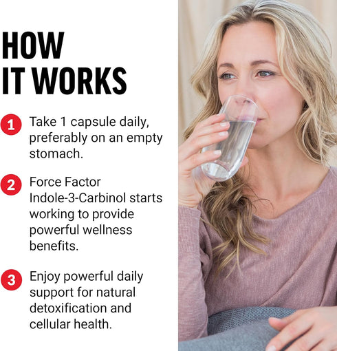 FORCE FACTOR Indole 3 Carbinol 200mg Detox and Antioxidant Supplement, Vegan, 60 Capsules