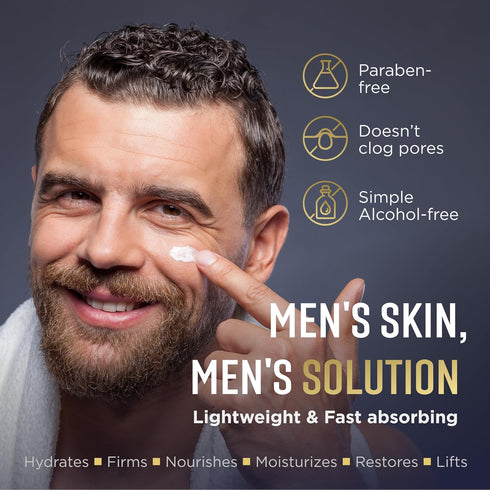 Mens Face Moisturizer Cream, Anti-Aging Face & Neck Serum for Firming & Lifting with Hyaluronic Acid