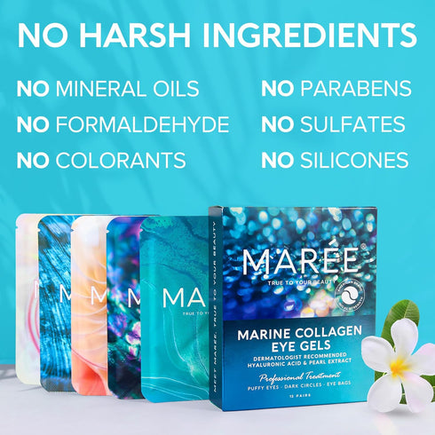 MAREE Eye Gels for Puffy Eyes, Dark Circles, Anti-Aging Eye Mask with Marine Collagen & Hyaluronic Acid