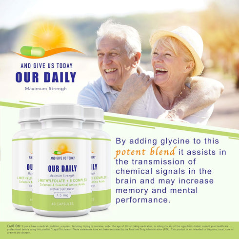 Our Daily Vites L-Methylfolate B Complex with Essential Amino Acids (7.5mg) - 60 Count, Active Folate & Methylated B12