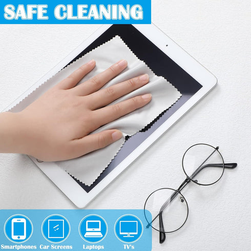 Fabbay 200 Pcs Microfiber Cleaning Cloths, 7 x 6 Inch Lens Wipes for Glasses, Smart Phones, Laptops (Black, Gray)