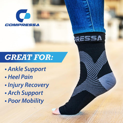 Compressa Compression Socks for Women & Men, 1 Pair Open Toe, Premium Non-Slip Support for Joint Pain Relief