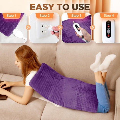 PAGOBETTER 17''x33'' 4 Settings 2 Countdown XXXL King Size Heating Pad with Temperature & Auto-Off Timers, Pain Relief