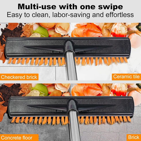 18" Heavy Push Broom for Outdoor Cleaning, 54" Long Handle for Deck, Driveway, and Garage