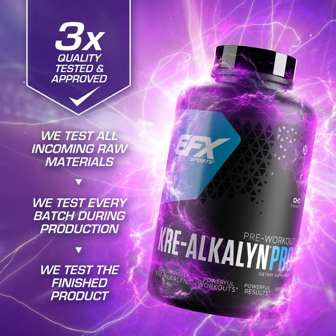EFX Sports Kre-Alkalyn Pro, pH Correct Creatine Monohydrate Pill Supplement for Muscle Building Pre Workout