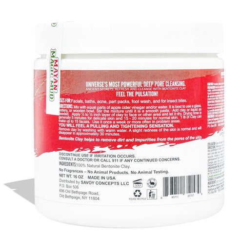 Powerful Deep Pore Cleansing Sodium Bentonite Clay - Natural Face Mask Peel for Men & Women - USA Made 16 Oz