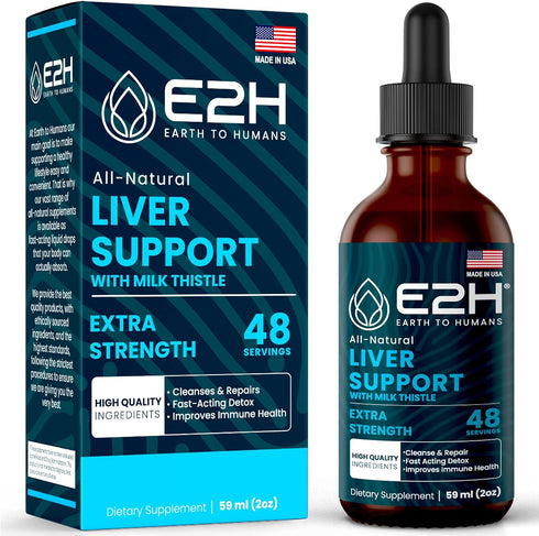 Liver Cleanse Detox & Repair, Herbal Liver Support Milk Thistle Supplement, 2 Fl Oz by E2H