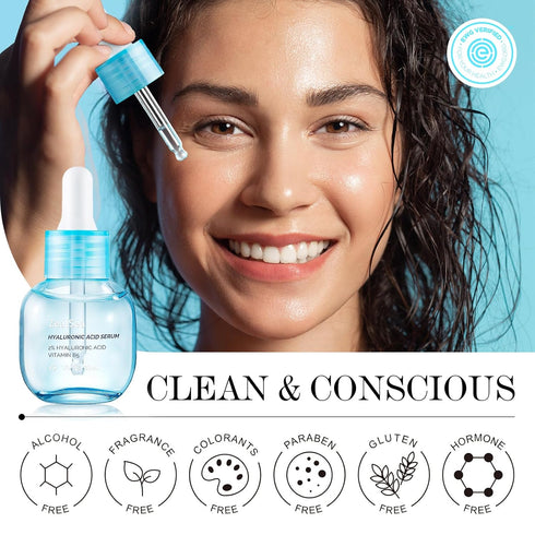 ZealSea 2% Pure Hyaluronic Acid Serum with Vitamin B5, Deep Moisturizing Anti-Aging Facial Serum for Women