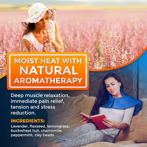 Microwavable Large Neck and Shoulder Wrap – Natural Therapy for Muscle Pain, Tension, Stress, Arthritis, Migraines