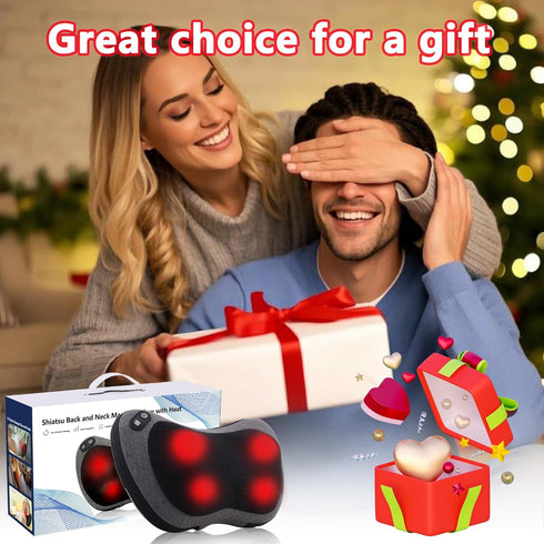 Shiatsu Neck and Back Massager with Heat - Deep Tissue Massage Pillow for Neck, Back & Shoulders Pain Relief, Ergonomic