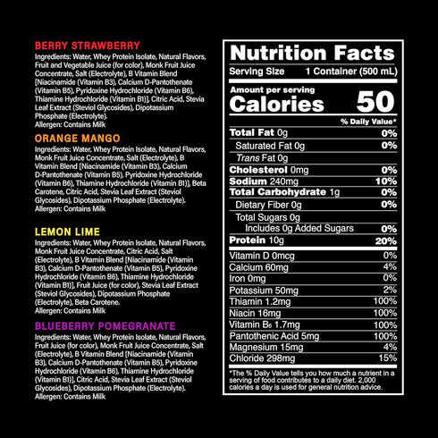 PWR LIFT Whey Protein Water Sports Drink | Variety Pack | 10g Protein, Keto, Zero Sugar, Electrolytes | 16.9oz (Pack of
