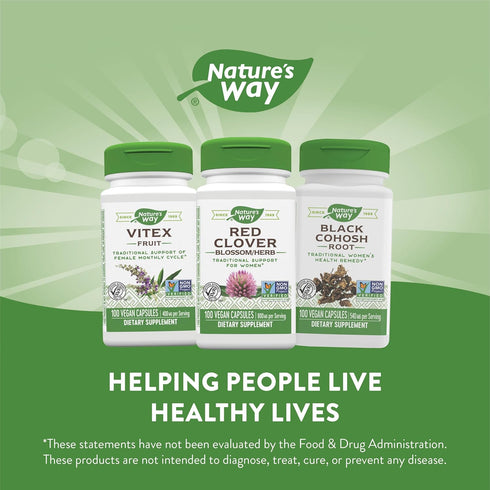 Nature's Way Red Clover Blossom Herb - Traditional Women's Health Support - 800 mg per serving - 100 Vegan Capsules