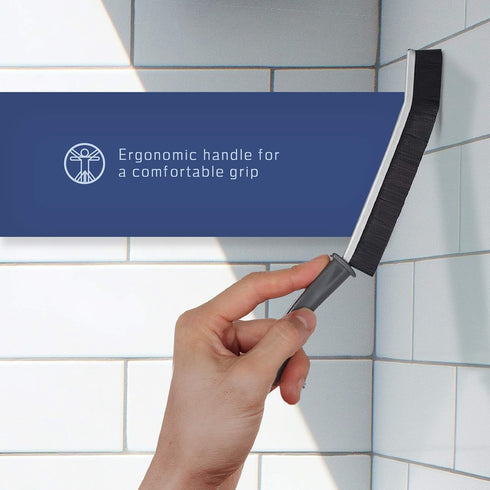 Grout Cleaner Scrub Brush - Deep Tile Joints Cleaning Tool with Stiff Angled Bristles for Showers & Kitchens