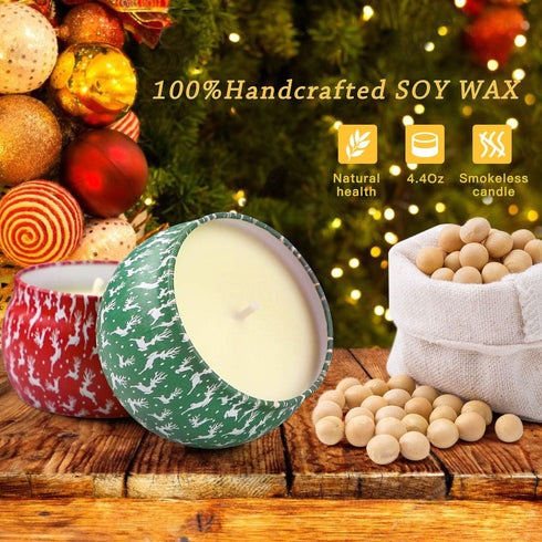 Christmas Candles, 4 Pack Scented Candles, Aromatherapy Candle Set for Meditation, Relaxation, Ideal Gifts for Women