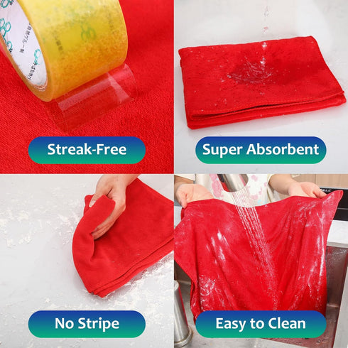 3 Pcs Extra Large Microfiber Cleaning Cloth, 30" x 20", Washable Reusable Towel, Streak Free, Lint Free, Red, Blue,