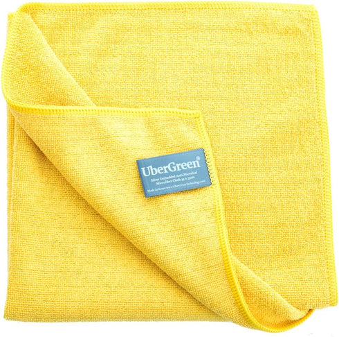 UberGreen Microfiber 4-Pack Cleaning Cloth With Silver - (Blue, Yellow, Green, Rose) - Eco-Friendly Cleaning With Just