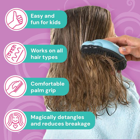 Knot Genie Detangling Hair Brush for Kids, Fairy Pink | Perfect for Curly Hair, Gently Separate Tangles