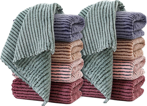 Microfiber Towels Cleaning 12"x12" - 10 Pack Highly Absorbent Cloths for Washing Dishes, Car, Window Cleaning