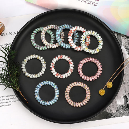 JessLab Spiral Hair Ties for Ladies, 10-Pack Elastic Hair Ties, No-Damage Hair Accessory for Women and Children