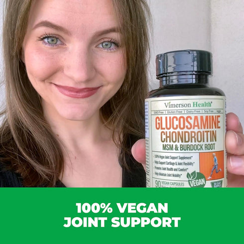 Vegan Glucosamine Chondroitin, 90 Caps Joint Support Supplement without Shellfish, Plant-Based & Non-GMO