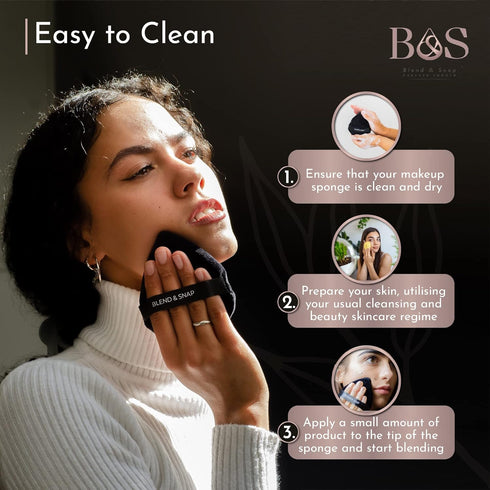 BLEND & SNAP Large Velour Triangle Makeup Puff for Flawless Coverage, Blotting Sponge for Foundation & Concealer