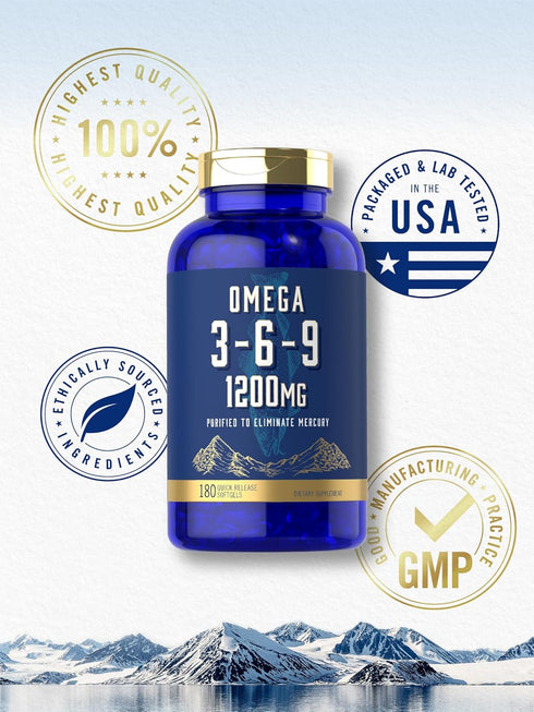 Carlyle Omega 3-6-9 1200mg | 180 Softgel Capsules | Triple Omega Supplement with Fish, Flaxseed & Borage Oils