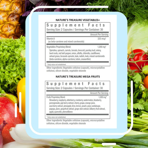Consult Health Nature's Treasure - 60 Mega Fruit and 60 Veggie Capsules, 100% Whole Natural Superfood Nutrition