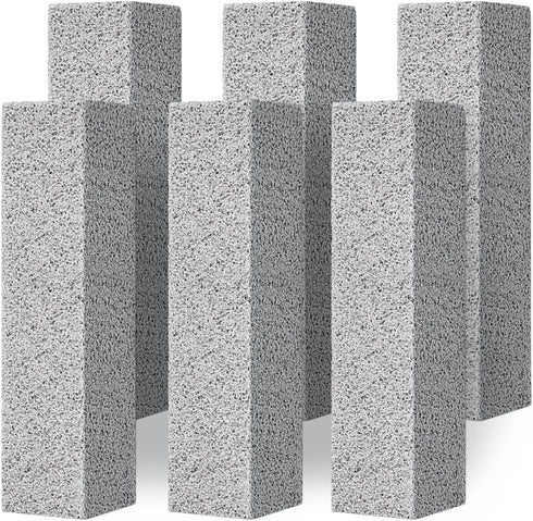 4TH Pumice Stone for Toilet Bowl Cleaning - Scouring Stick Removes Limescale Stain, Hard Water Ring, Calcium (6 Pack)